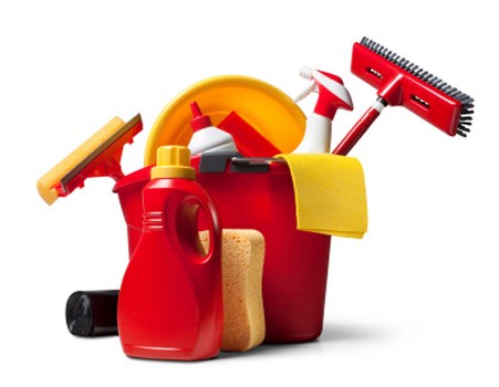 Carpet cleaning equipment set up in a Kensington flat